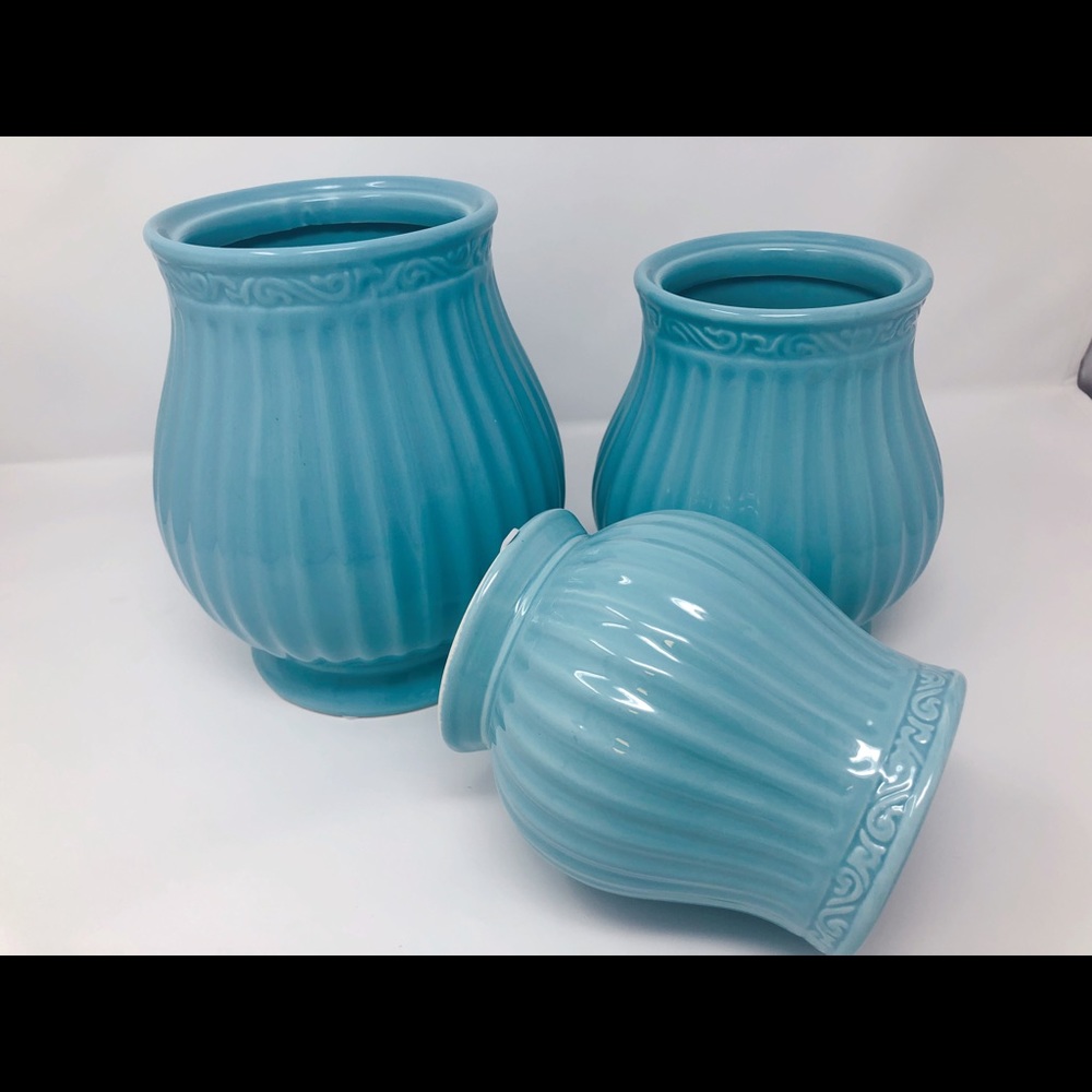 3 sets blue ceramic country style vase for home